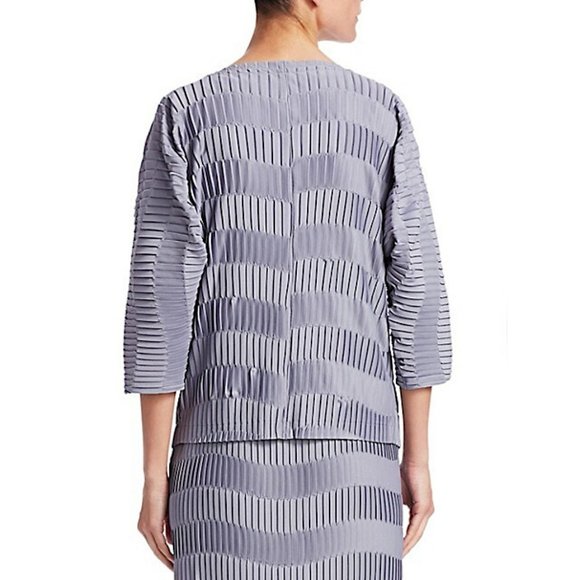 NWT Issey Miyake wave stripe pale grey cardigan blouse - Picture 3 of 13